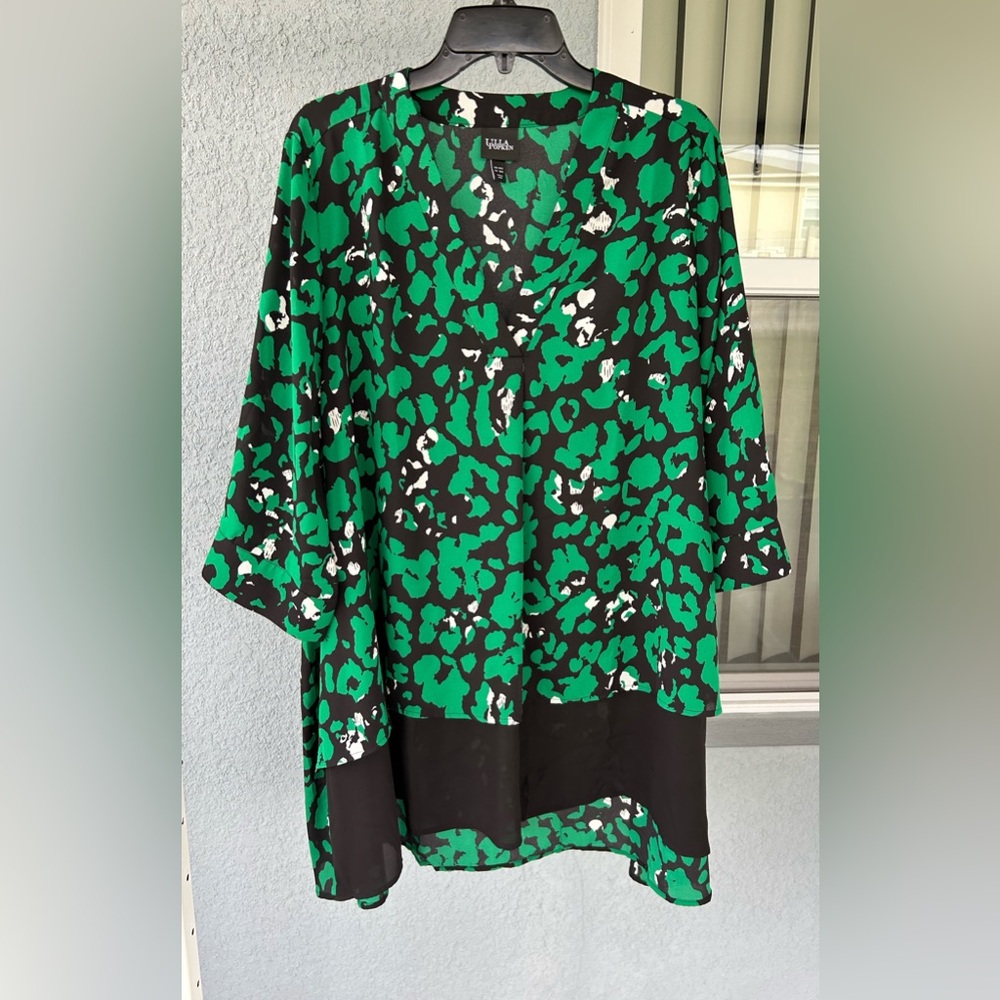 Ulla Popken V-neck 3/4 Sleeves Pullover  Tunic Top Blouse Size 20/22